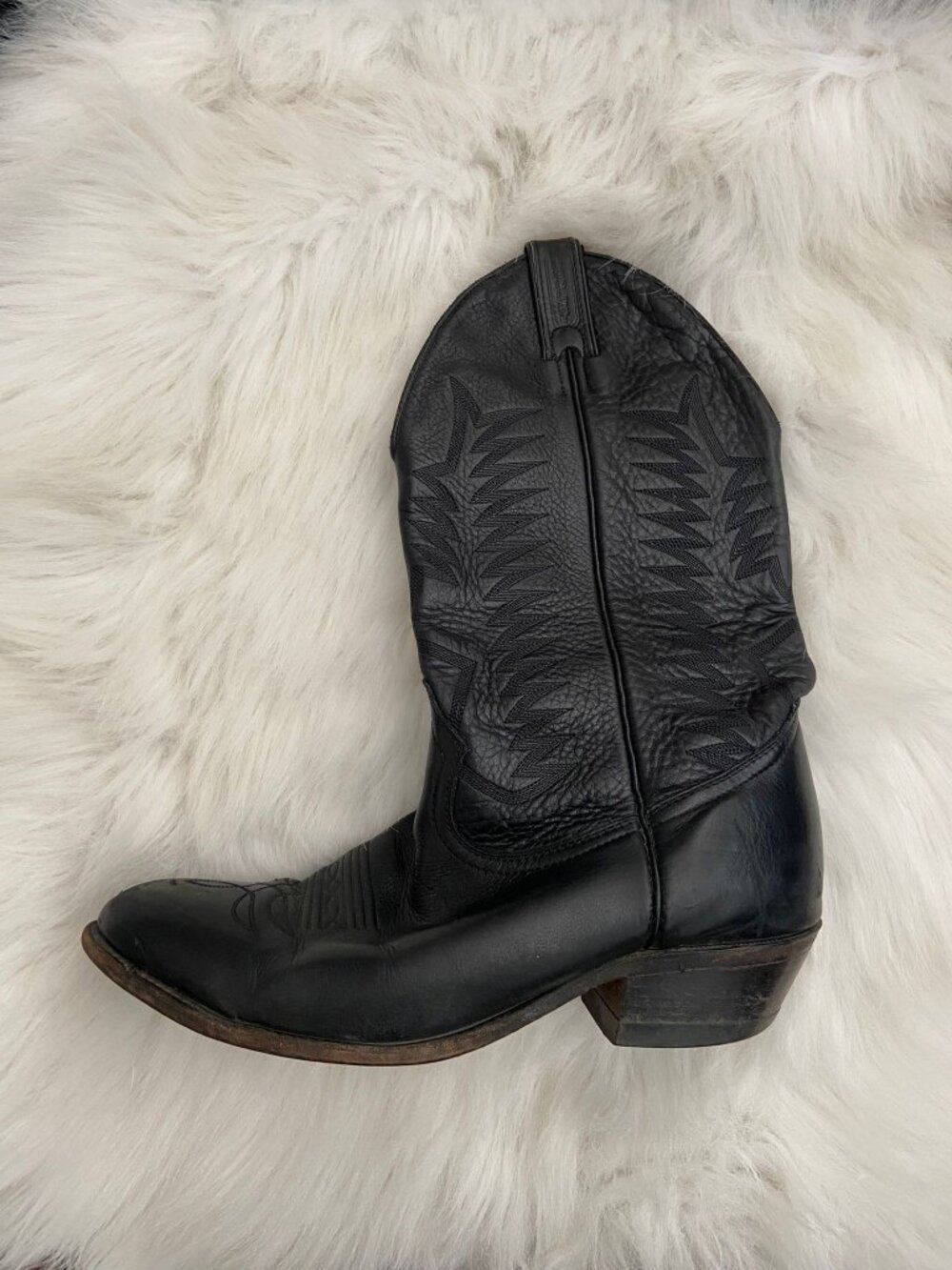 Men’s Boulet Black Leather Western Cowboy Boots Style 9502 Size 11 Extra Wide